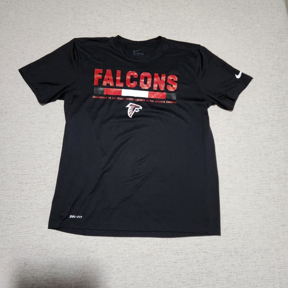 Nike Atlanta Falcons T Shirt Mens Large Black Dri-FIT Graphic NFL Football Tee